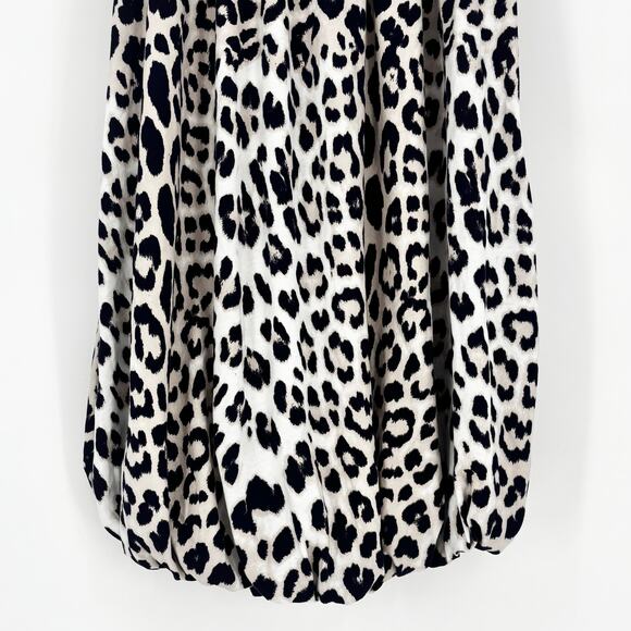 ASOS Midi Puff Ball Smock Animal Print Dress V-Neck Size 8 - Picture 9 of 10